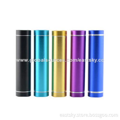 Universal Aluminum Power Bank Charger with 5V Input, 2600mAh Lipstick Power